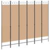 6 Panel Room Divider Beige 240 X 200 Cm Fabric