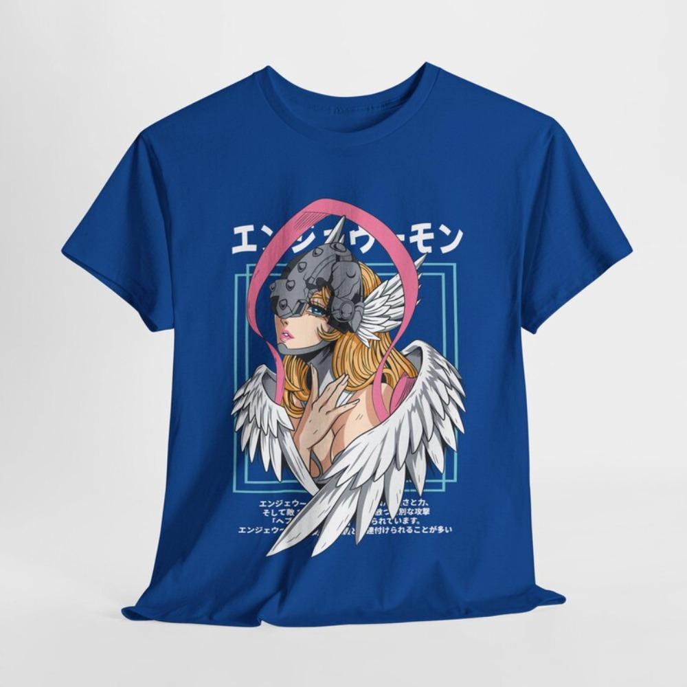 Digimon Adventure Angewomon T-Shirt, Unisex Anime Fan Streetwear Tee, 100% Cotton Casual Short Sleeve Top