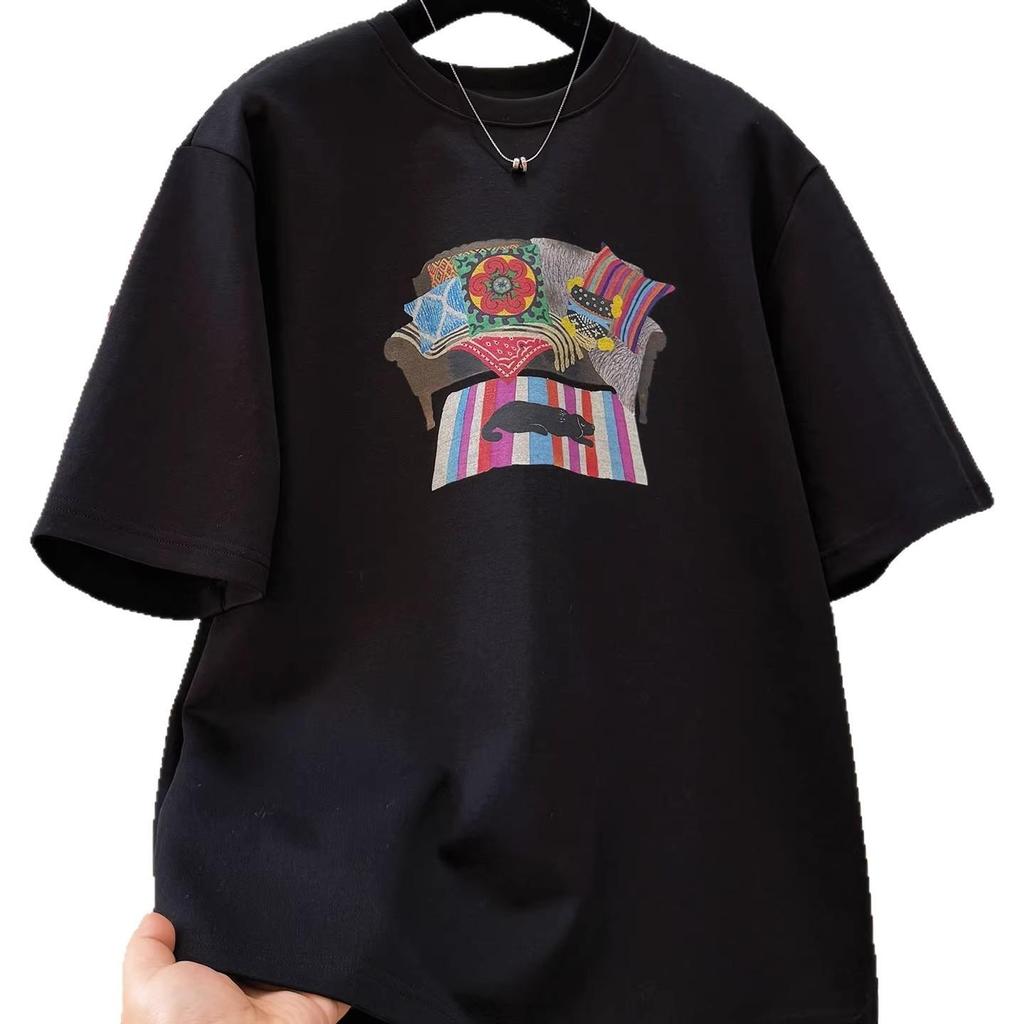 Women's Printed Loose Casual Short-Sleeve T-Shirt for Spring/Summer