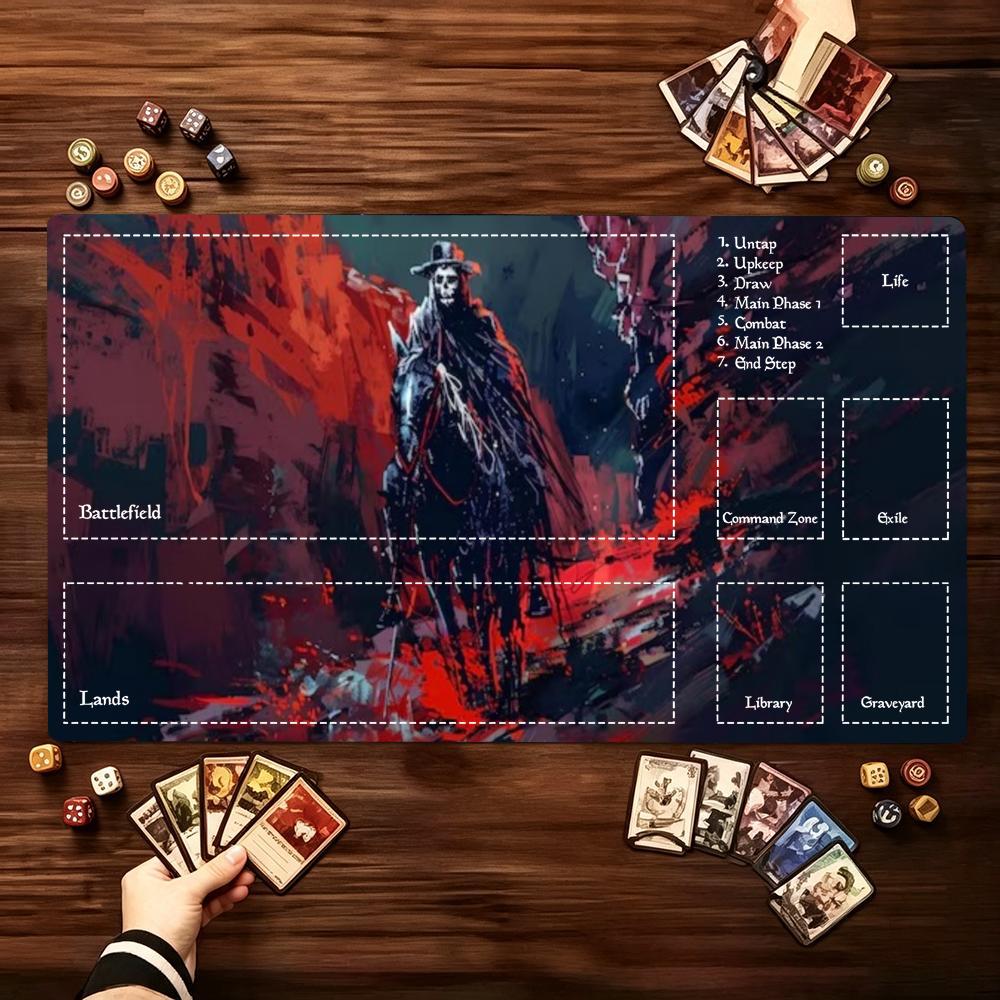 Dark Red Skeleton Horseman Fantasy Large Mouse Pad Non Slip Rubber Desk Mat For Gaming Keyboard Mouse Office Desktop Setup