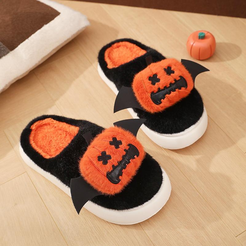 

Циси хлопковые тапочки женские зимние мультяшные милые на Хэллоуин пушистые парные тапочки баотоу мужские 44-45 чёрный