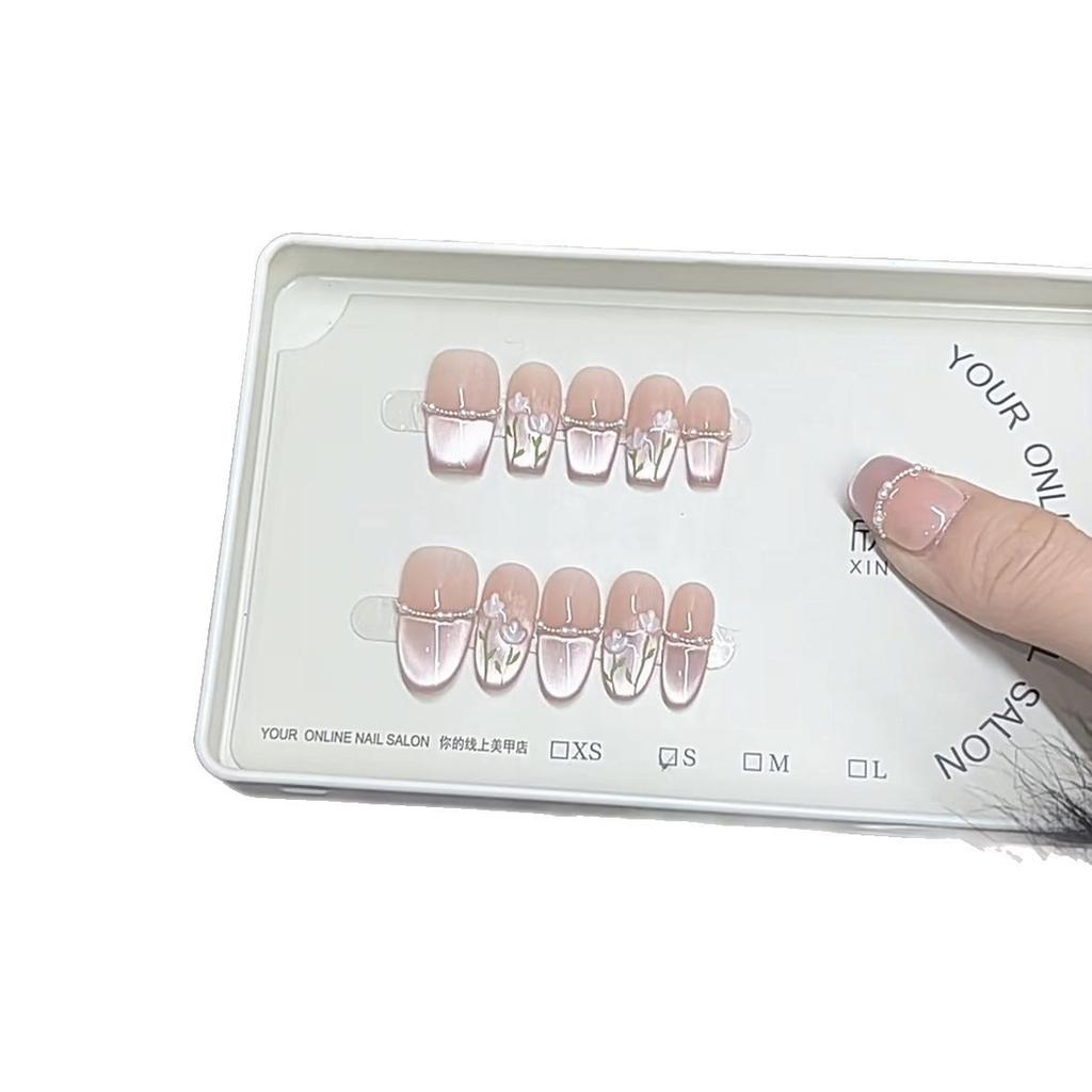 Pure Handmade Phototherapy Wearable Armor Pink Tulip Cat's Eyes Gradient Three-dimensional Flower Finished Product