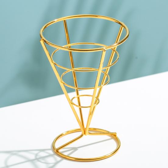 Ice Cream Cone Holders Stainless Steel French Fries Stands Food Cone Display Stand for Individual Waffle Pizza