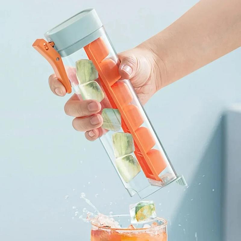 Creative One Handed Press 6-Grid Ice Cube Mold For Home Ice Making, Release Ices Box For Whiskey, Cocktail Drinks, Bar Tools