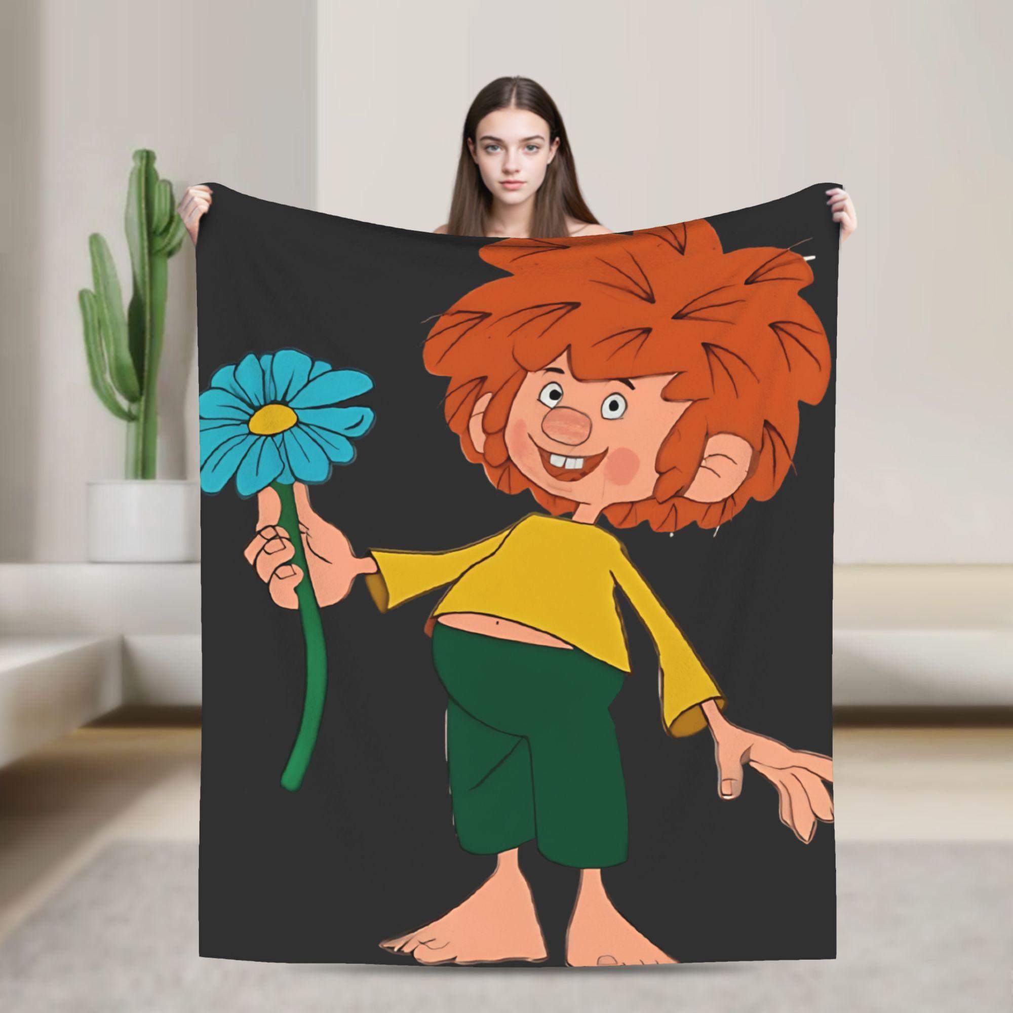 

P-Pumuckl Throw Blanket Soft Cozy Aesthetic Blanket For Bedroom Travel Flannel Bedspread Bed Cover 75x90cm