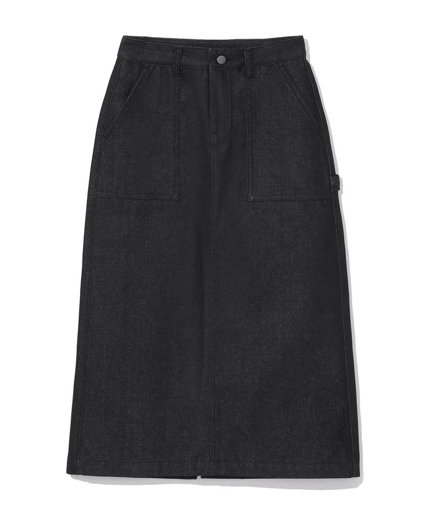 BEENTRILL Sunday Fatigue Denim Long Skirt (Black)
