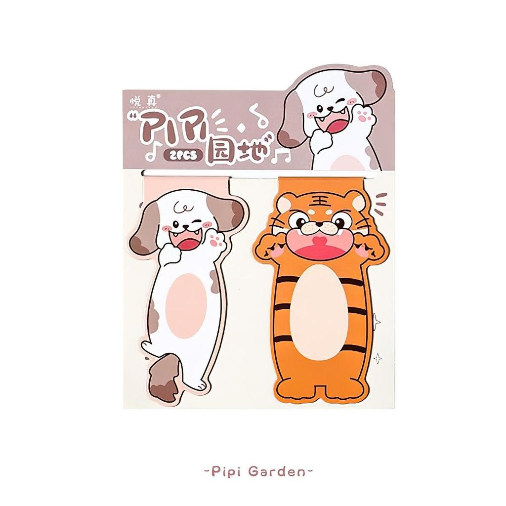2pcs/Set Cub Adventure Magnetic Bookmarks Cartoon Animal Print Kawaii Mini Page Clips Marker Holder for Reading Books