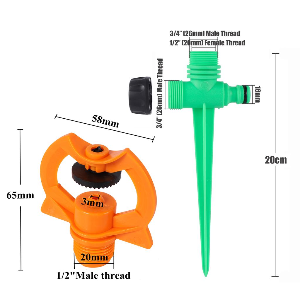 1/2" Male Thread Scattering Nozzle 360 Degree Automatic Rotating Garden Lawn Rotating Micro Sprinkler Watering Irrigation 1Pc