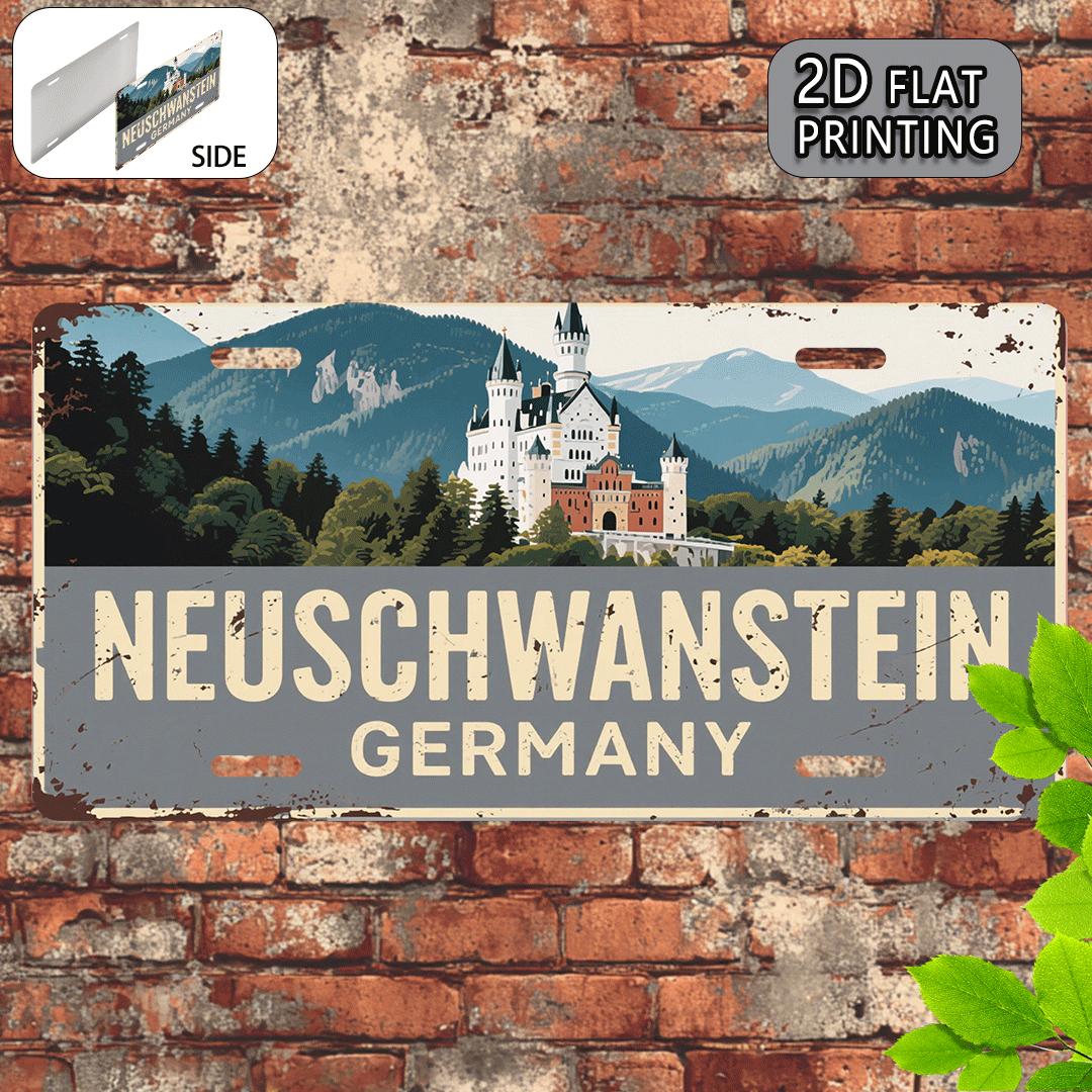 

D Flat Printing pc Vintage Metal Aluminum Sign Plate of Neuschwanstein Castle Decorative Sign And Plaque (X cm) 15x30cm(5.9x7.8inch)