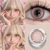 MillCreek 2PCS Mini Size Contact Lenses 14.2MM Pink/brown Natural Daily Style 1 Year Use Student Unisex 0~-8.00 Degree
