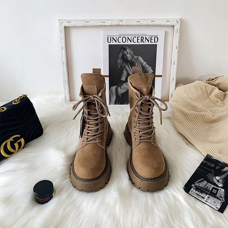 

Маленькие ботинки Мартин женские новые весенние, осенние и зимние универсальные на толстой подошве, высококачественные маленькие короткие ботинки 40