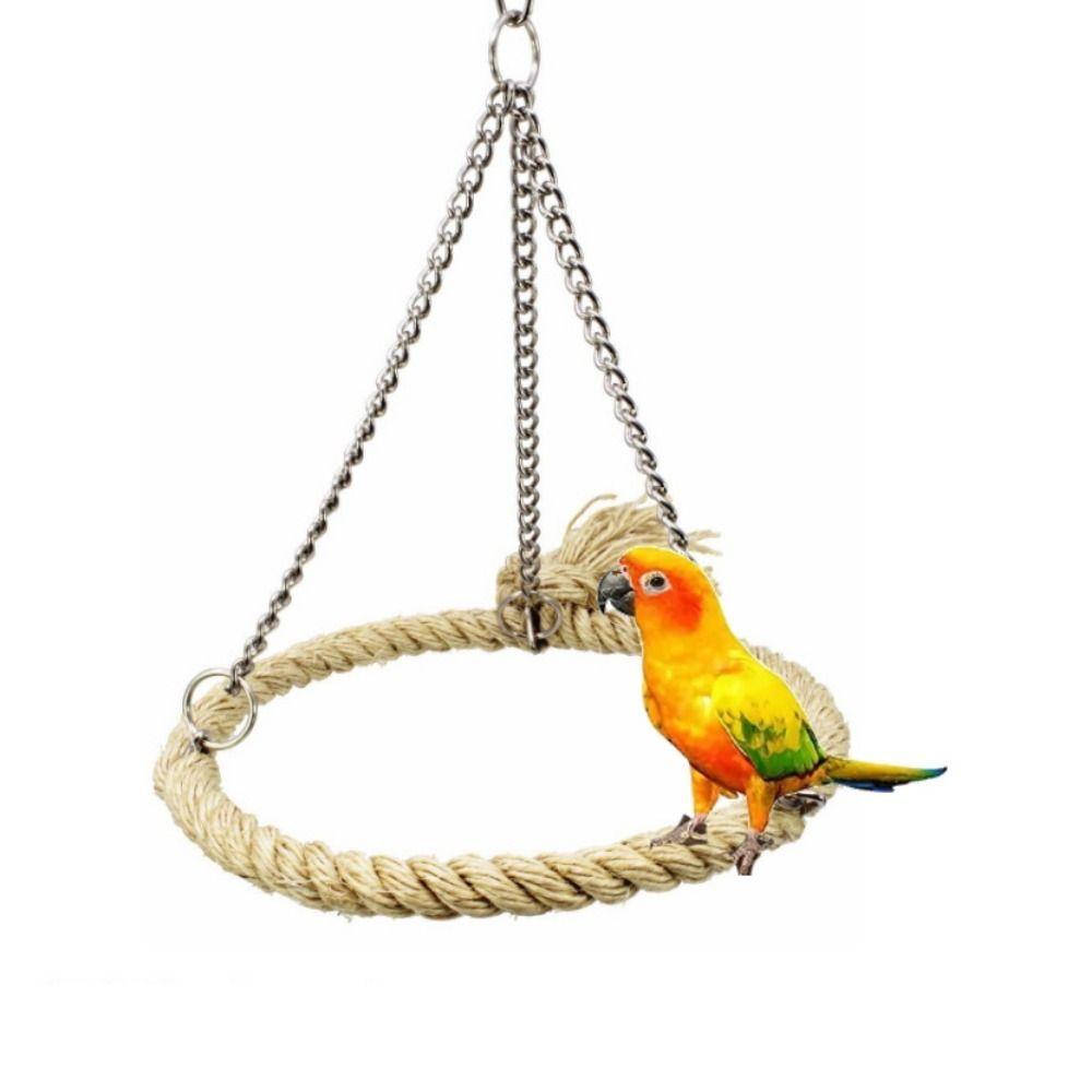 Bissfester Vogelseilring Schaukel Metall Baumwollseil Hängender Käfig Vogel 15cm Papageienschaukelständer Für Wellensittich Nymphensittich Papagei