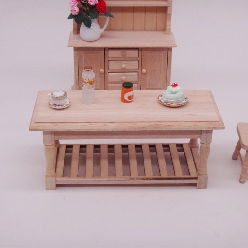 Miniature Sturdy Wood Table for Dollhouses Decoration and Girls' Role Playing Toy In 1 12 Scale Daily Casual Use