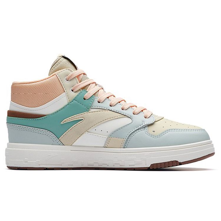 Anta Street Play Casual High-Top Skate Shoes Women Sneakers White Gray Pink 122238065-5