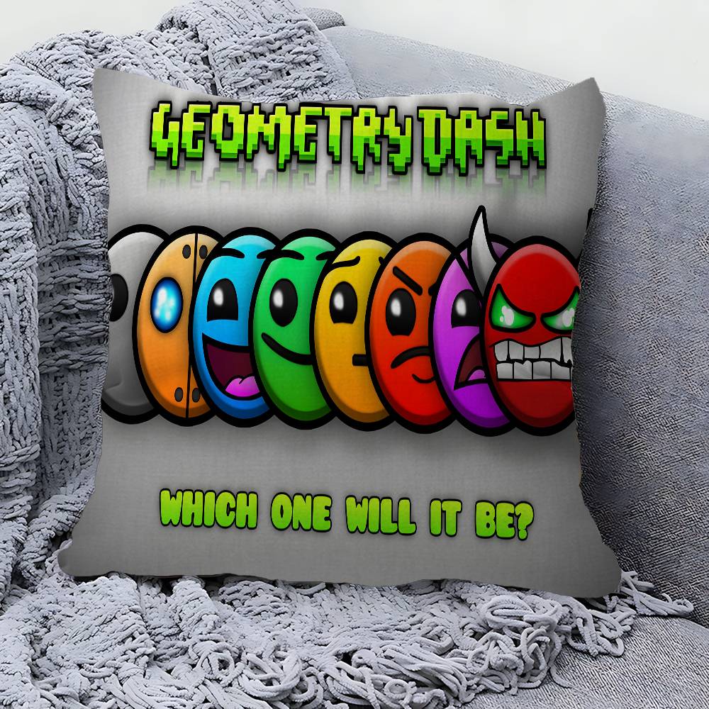 

Video Game Geometry Dash Pillow Gifts Home Office Furnishings Bedroom Sofa Car Cushion Cover case xcm 30x30 cm