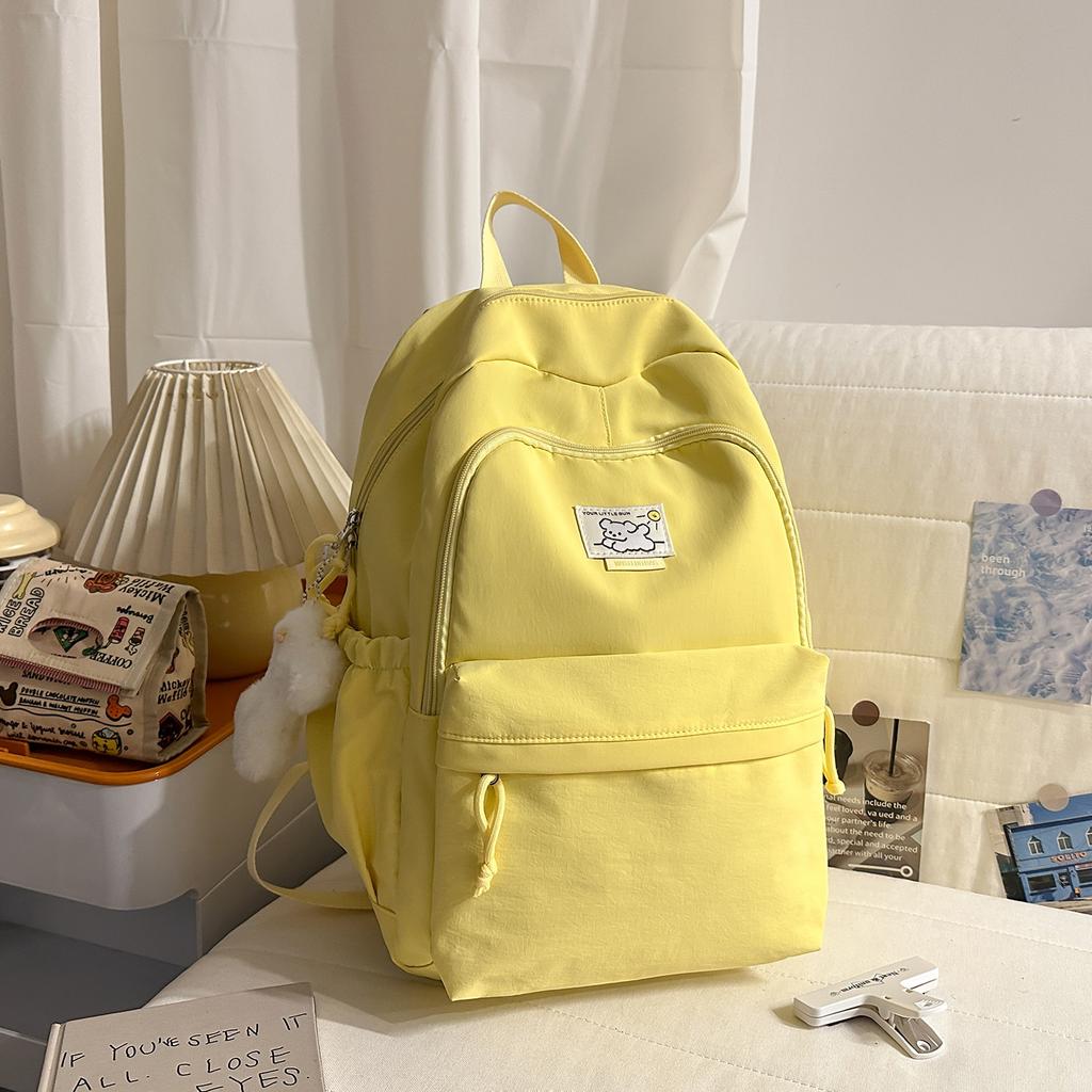 Schoolbag new Korean version of high-value large-capacity schoolbag for women's leisure solid color simple and versatile backpack for junior