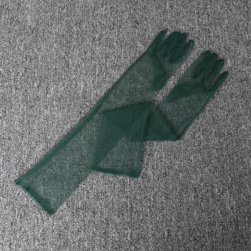 

Fashion Sexy Long Sheer Tulle Mesh Women Gloves Ultra Thin Stretchy Full Finger Elbow Wedding Bride Party Mittens Cosplay One Size