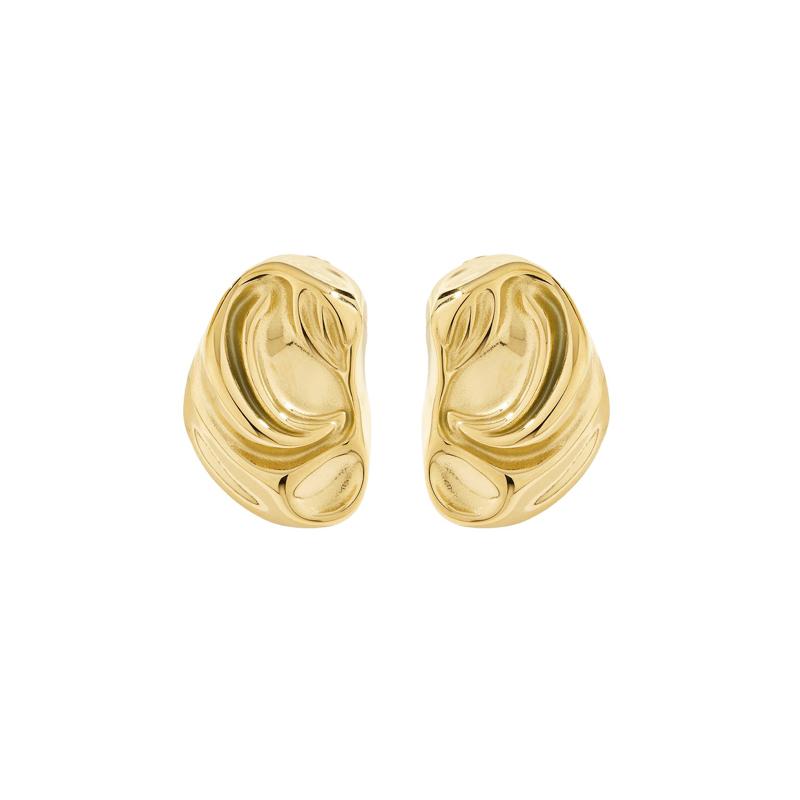 Irregular Elliptical Glossy Hammer Pattern Stud Earrings for Women Girl Korean Love Aesthetic Daily Life Minimalist Jewelry