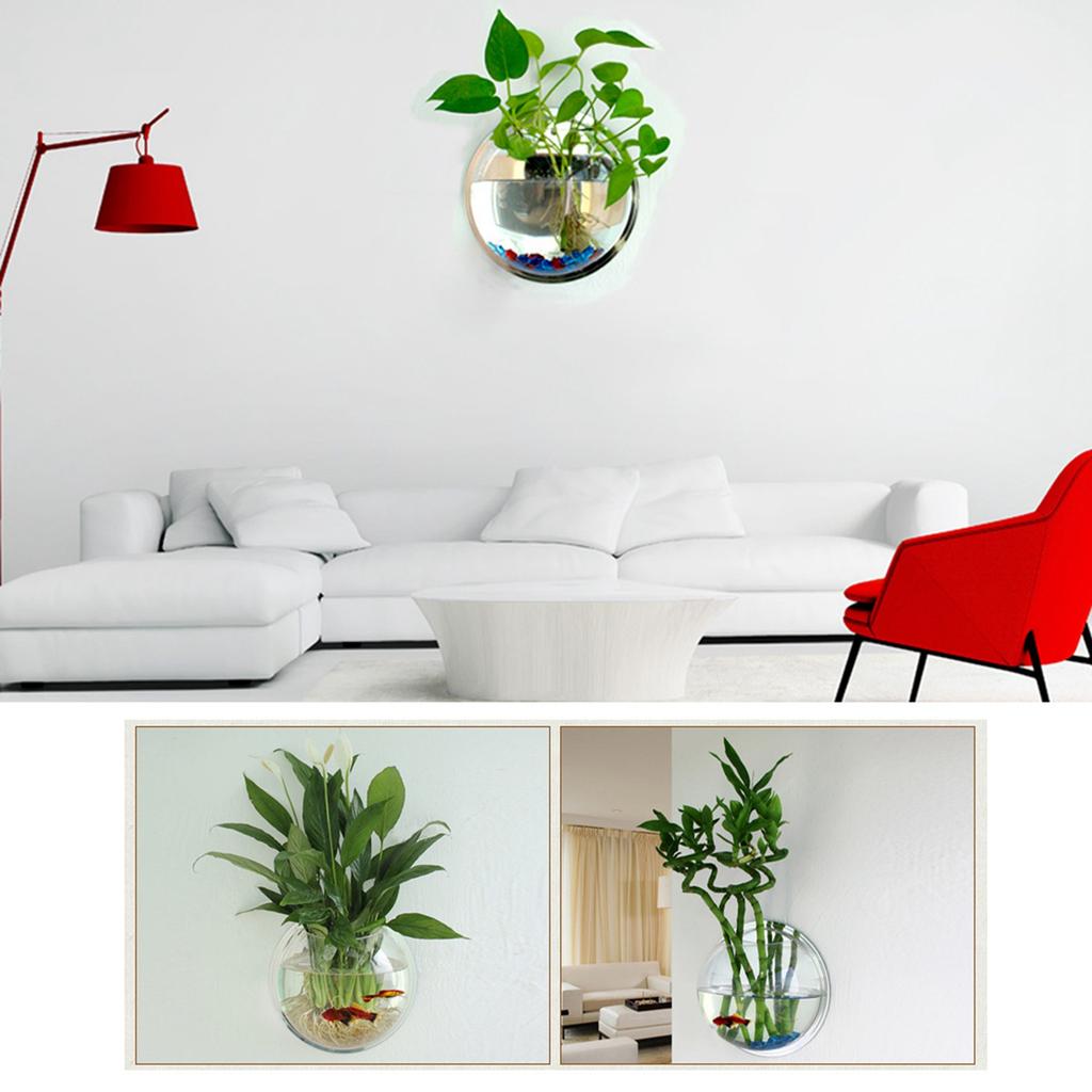 Home Decoration Wall Mount Fish Tanks Goldfish Bowl Acrylic Hanging Aquariums Flowerpot Flower Vase