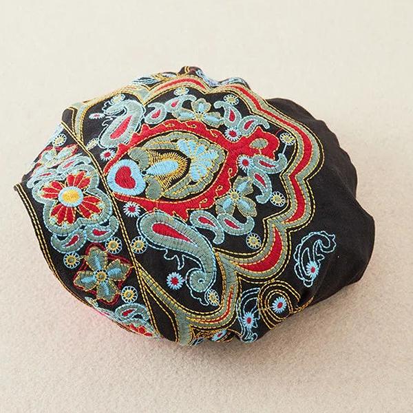 WTEMPO Women Casual Mexican Style Ethnic Vintage Embroidery Flower Black Blue Pink Red Printed Hats