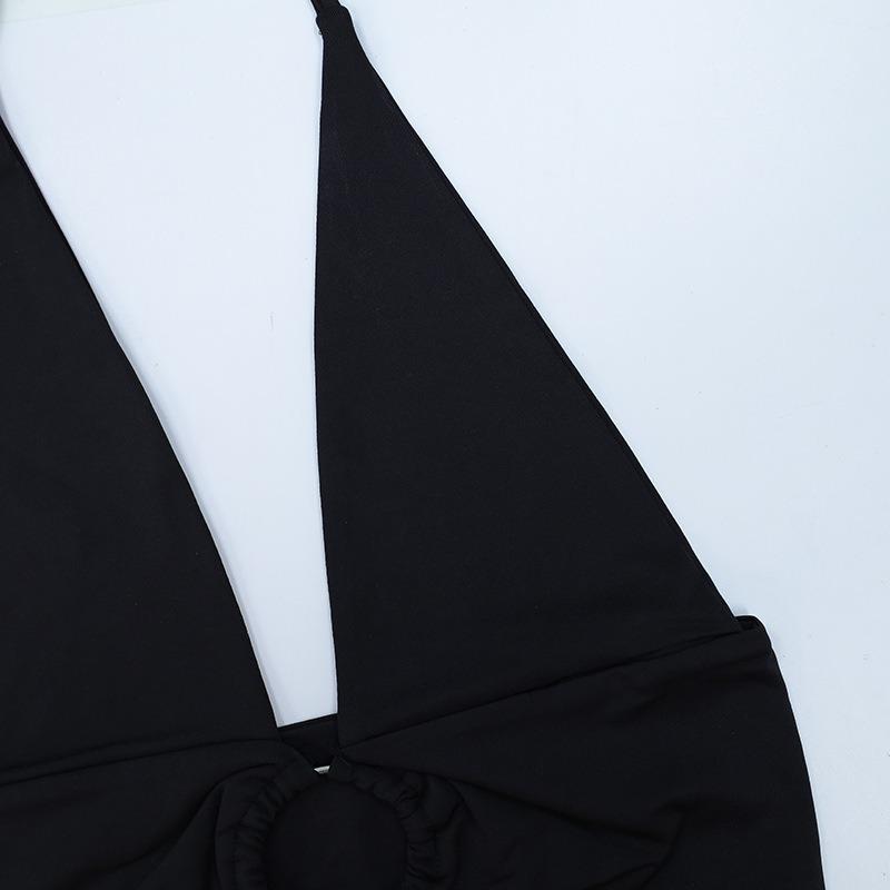 Women Sexy Slim Fit Solid Halter Cropped Cami Top