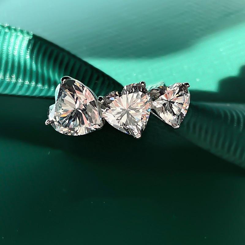 New Luxury Love Connected Ring For Women  Stamp Super Flash Zirconia Ring Party Birthday Wedding Jewelry Gift