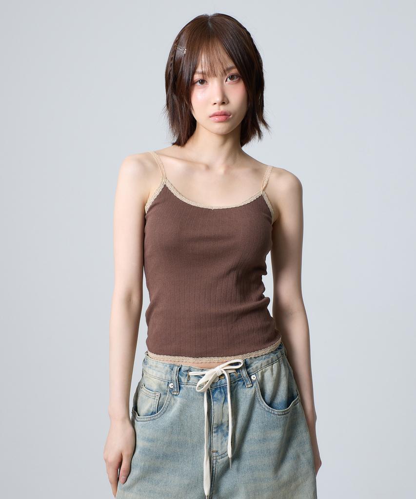 UNKNOWN PLANET Lace Sleeveless Top Brown