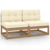 Garden Sofa - VIDAXL - 2 Pcs - Solid Pine Wood - Cream - 4 People