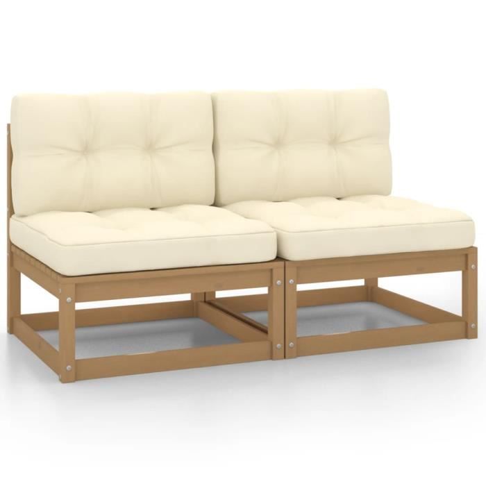 Canapé de jardin - VIDAXL - 2 pcs - Bois de pin massif - Crème - 4 personnes