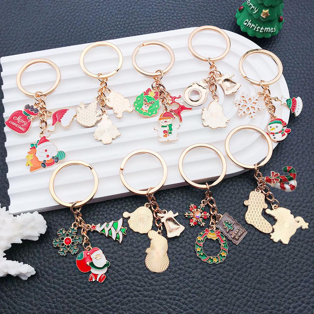 Santa Claus & Candy Christmas Tree Keychain Pendant - Cute Holiday Gift