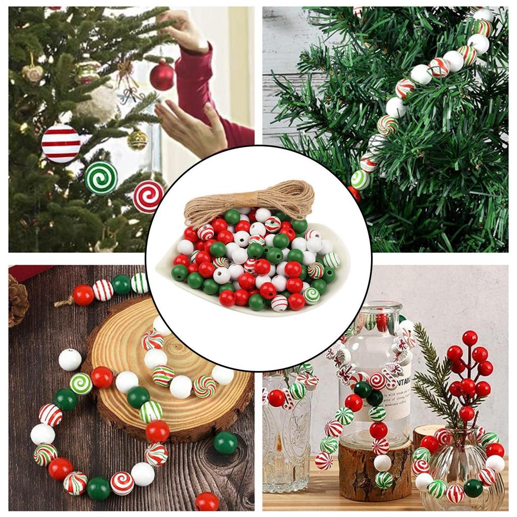 Christmas Beads For Crafts Wooden Necklace Earring Jewelry Making Kit Decoration Festive Ornament For Activities Women Girls