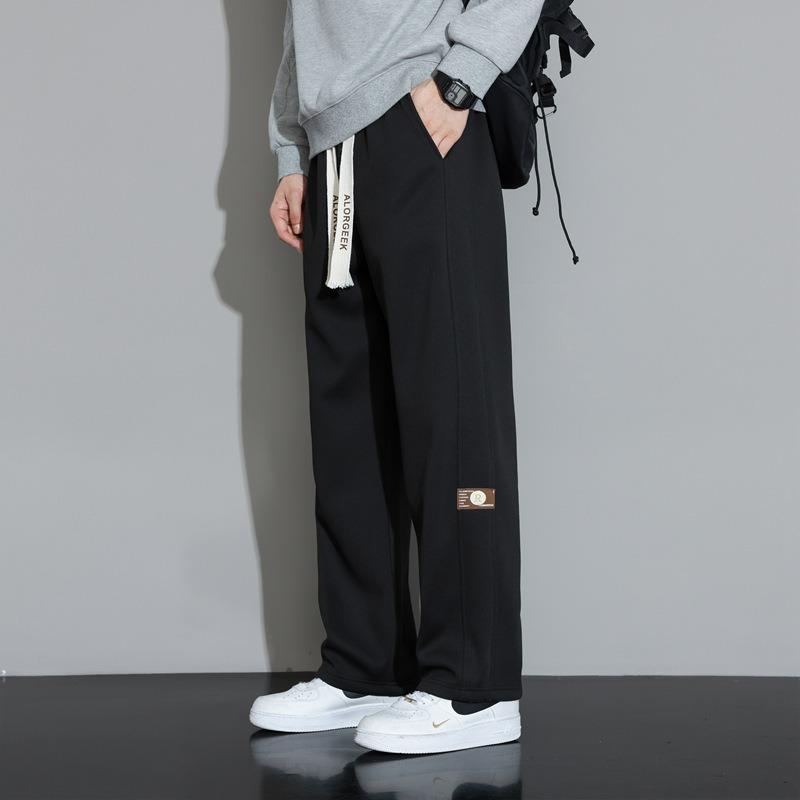 Men's Casual Trousers Men's Spring and Autumn New Drape Solid Color Sports Pants Boys Loose Straight Wide-leg Pants