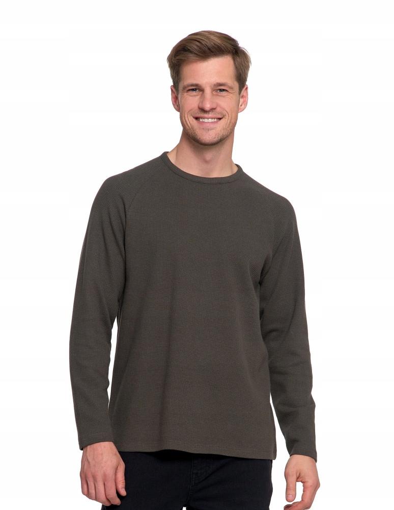 Men's Long Sleeve Round Neck Cotton T-Shirt MORAJ XL KHAKI