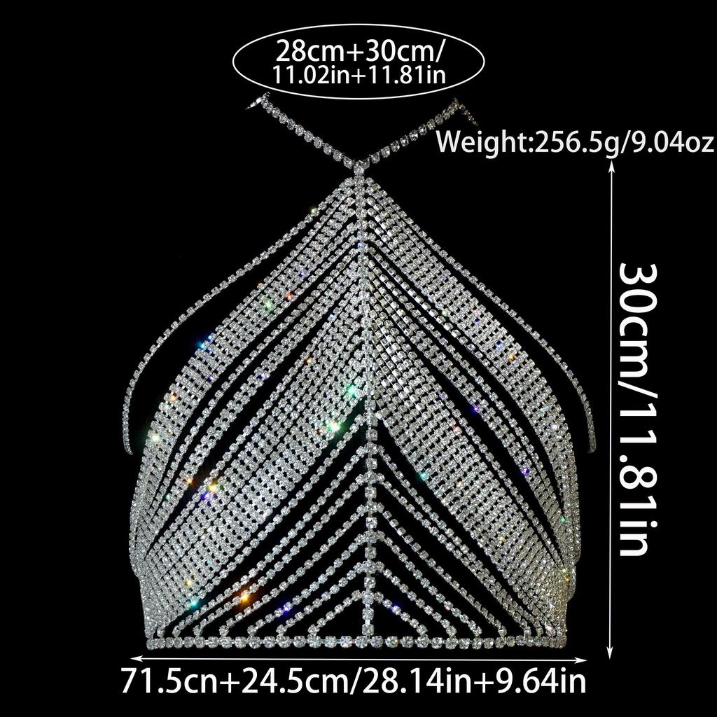 1pc Super Shiny Crop Top Bra Body Chain Iced Out Shiny Rhinestone Exquisite Nightclub Party Prom Body Chain Jewelry