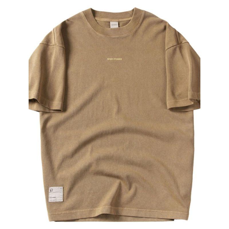 Cotton Men Short Sleeve T-Shirt Men's Summer 300G Heavy Weight Drop Shoulder Pure Cotton American Export Export Menswear T-shirt