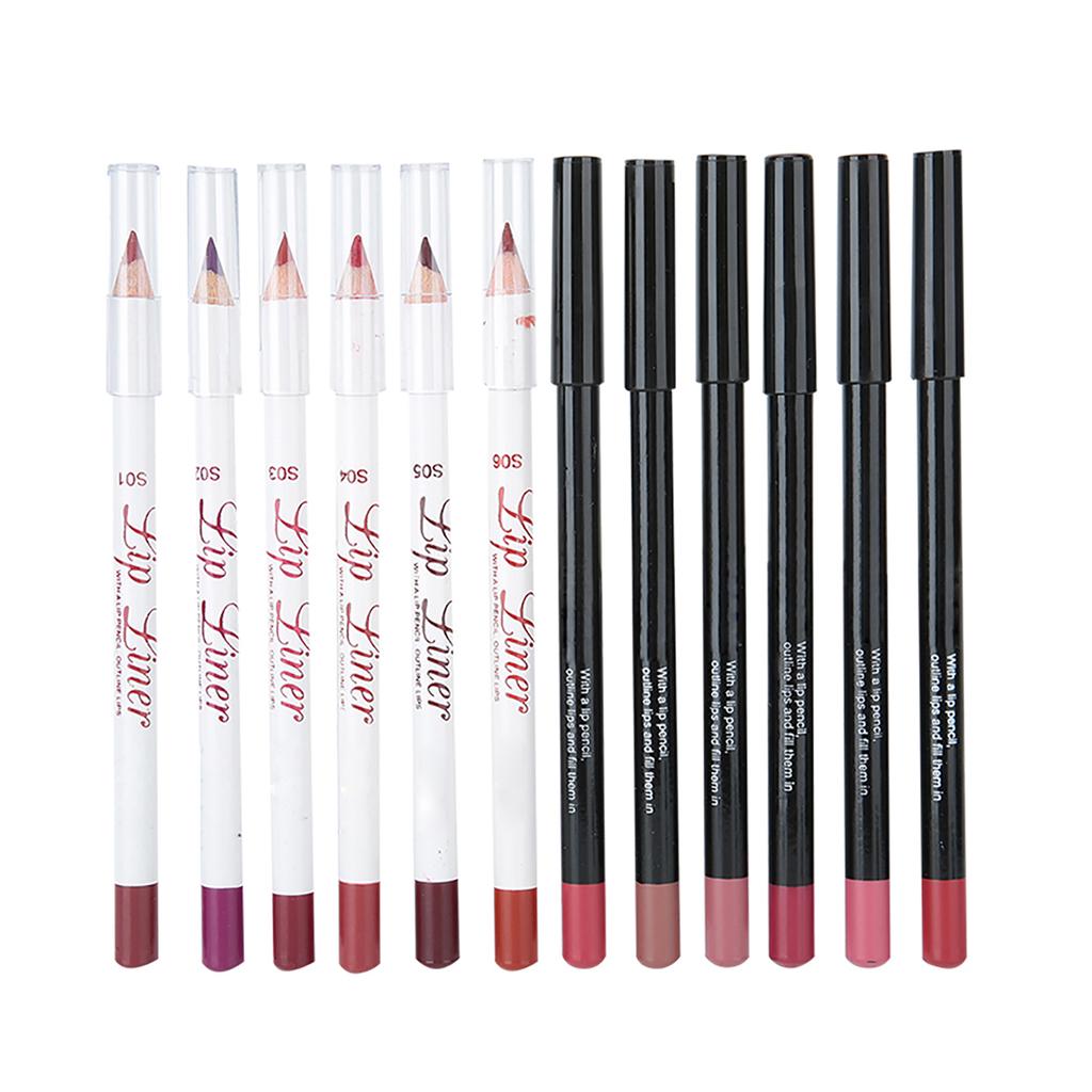 12 Colors/Set Waterproof Long-Lasting Matte Lipstick Sexy Lip Liner Pencil Makeup Cosmetic Beauty