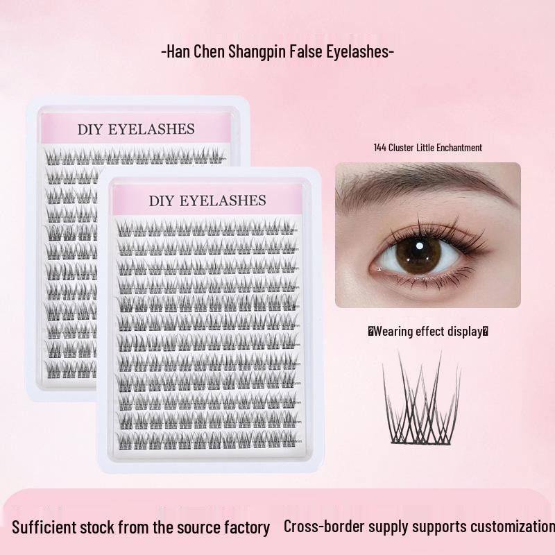 Mermaid Triple-Row Fish Tail Self-Adhesive Eyelashes - Natural, Soft, Upright Single Cluster Style