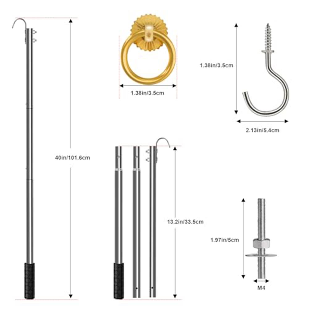 Loft Ladder Pull Hook Kit with Aluminum Spliced Rod and Stainless Steel Hook for Stable and Efficient Loft Use