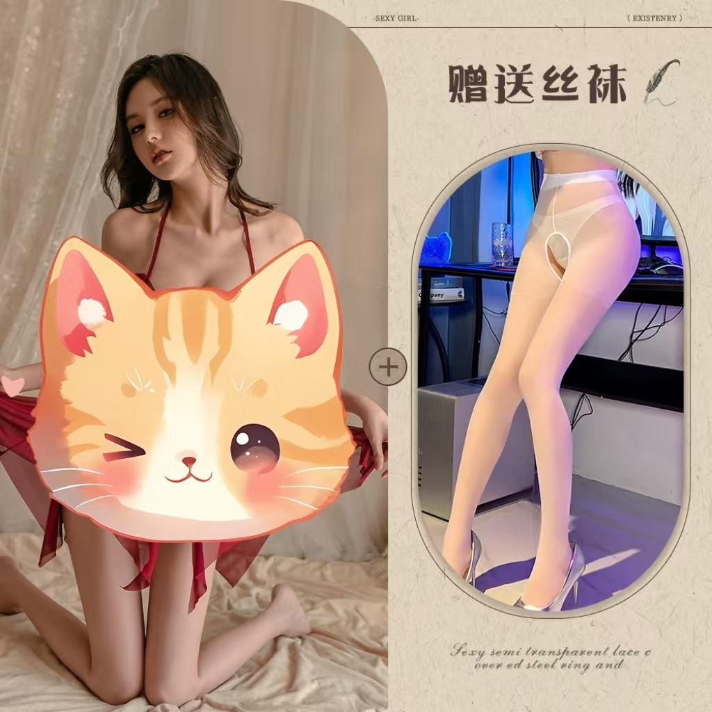 Sexy lingerie sexy perspective lace butterfly tulle suspender neck woman hot temptation split woman