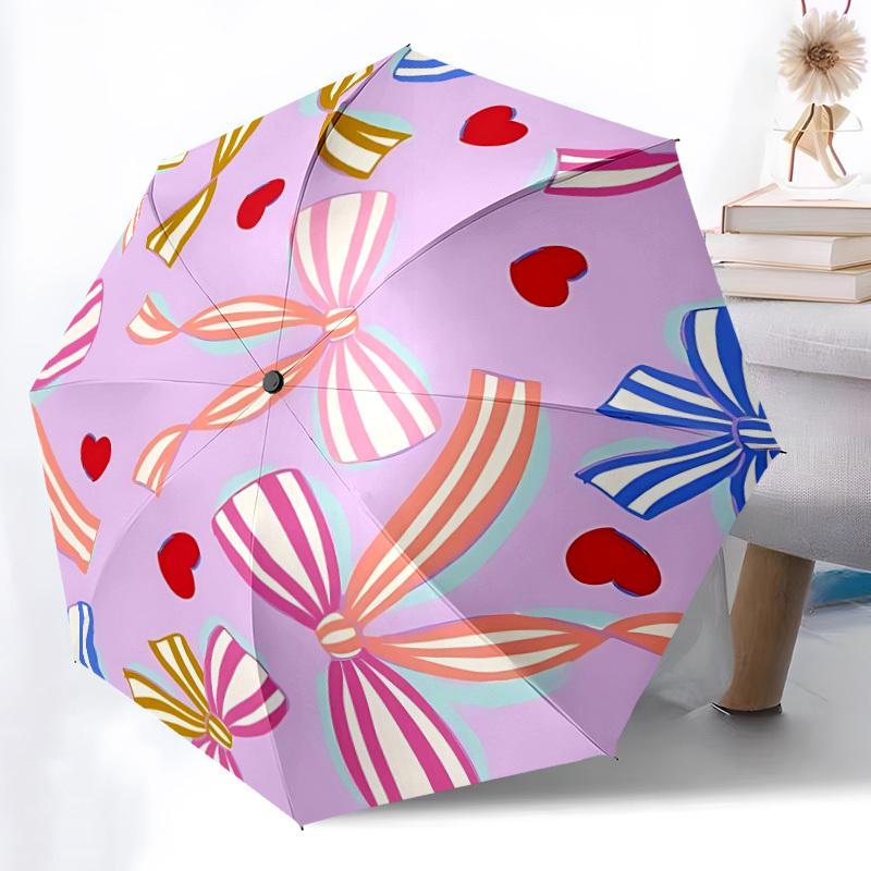 

1pc Bows Hearts Automatic Folding Umbrella - 8-Rib Automatic Open/Close, Large Canopy Birthday Festival Gift yy251217092