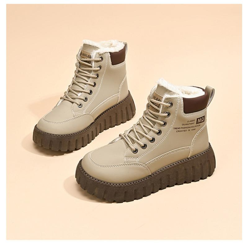 Women Thick Soled Fleece Lined High Top Warm Korean Casual Snow Boots For Ladies