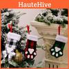 Charming Cartoon Style Cat Paw Christmas Stockings In Colorful Red Green And Black