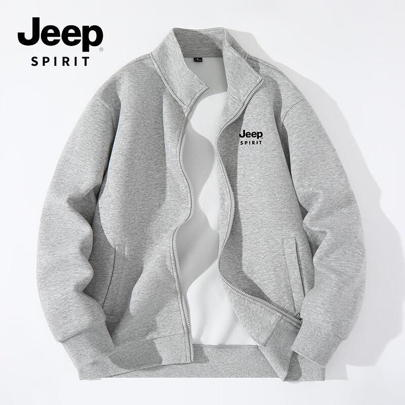 

JEEP SPIRIT Men s Knit Stand Collar Loose Fit Sweatshirt Jacket 3XL