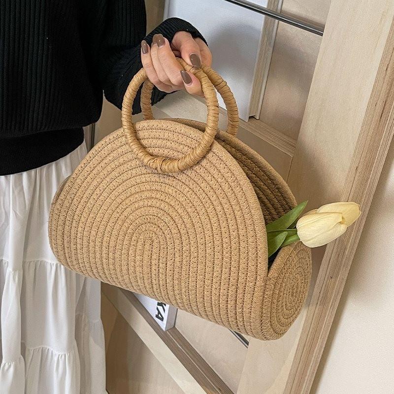 Chic Khaki Casual Tote Bag For Women Stylish 2024 Winter Collection Soft Weave Design