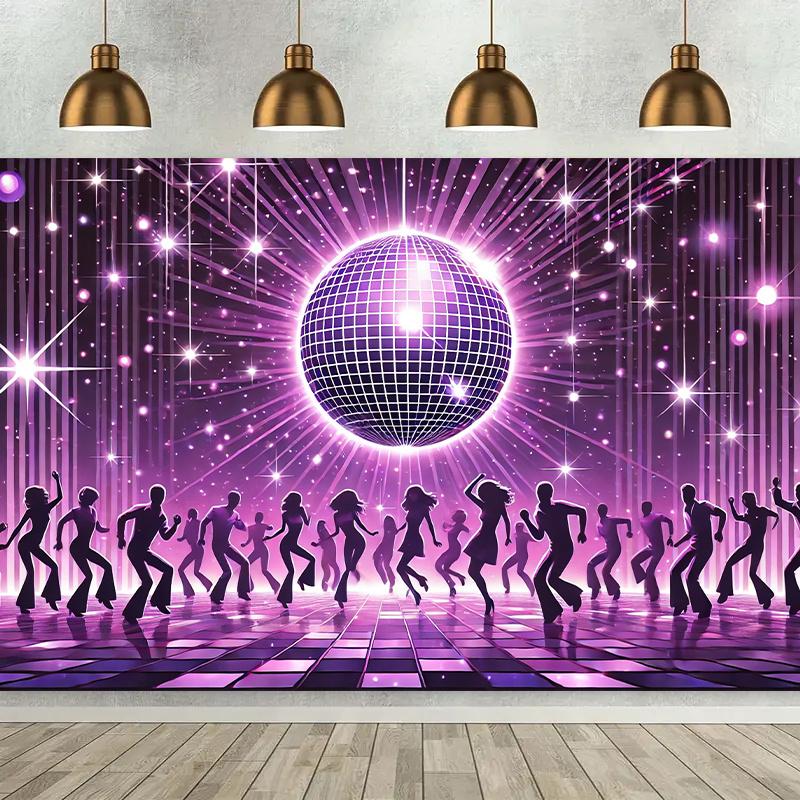 Uno sfondo vivace per una festa da ballo disco con una decorazione murale in poliestere viola