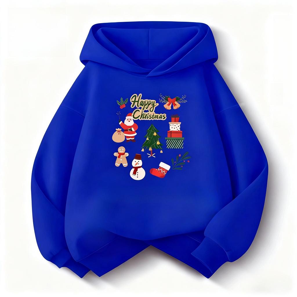 Christmas Cute Fashion Children Hooded Sweatshirt BoyGirl Autumn Winter Daily Outdoor Vacation Casual Loose Warm Soft Sportswear