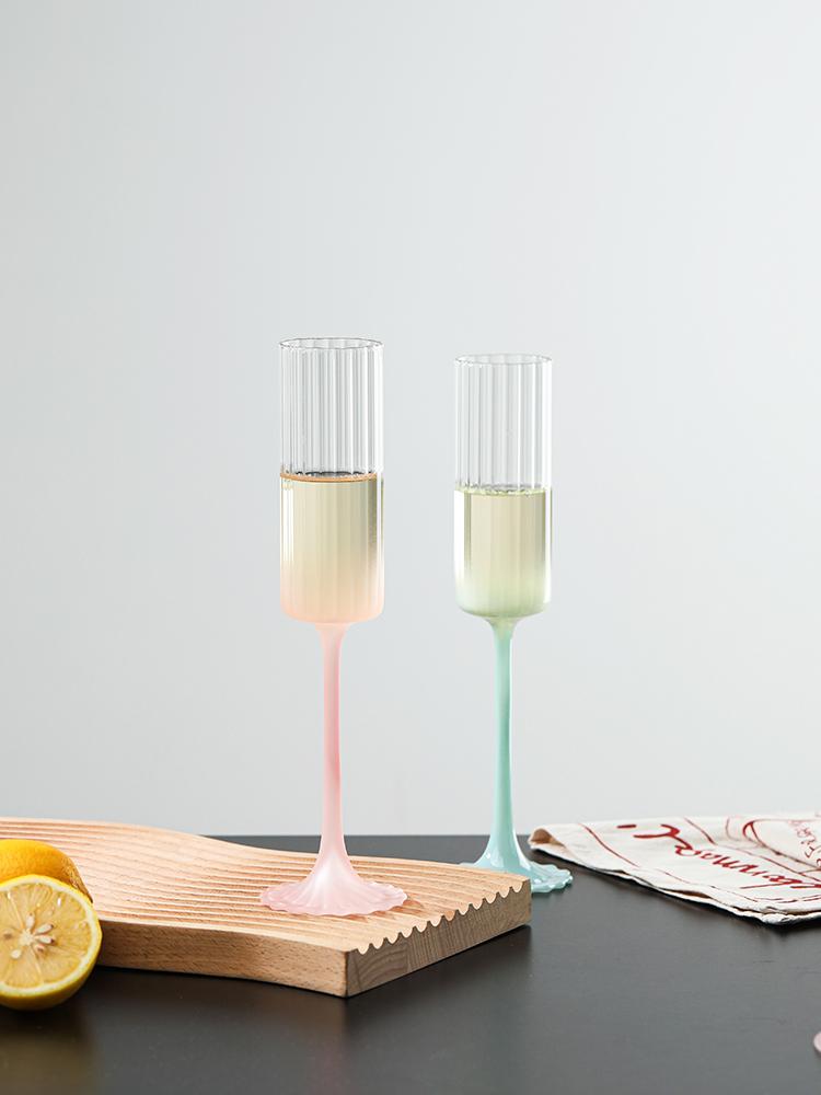 Multicolor Champagne Flute Tall Glass Light Drinking Glass Sparkling Wine Glass Glass Cup Sweet Wine Glass Housewarming Gif