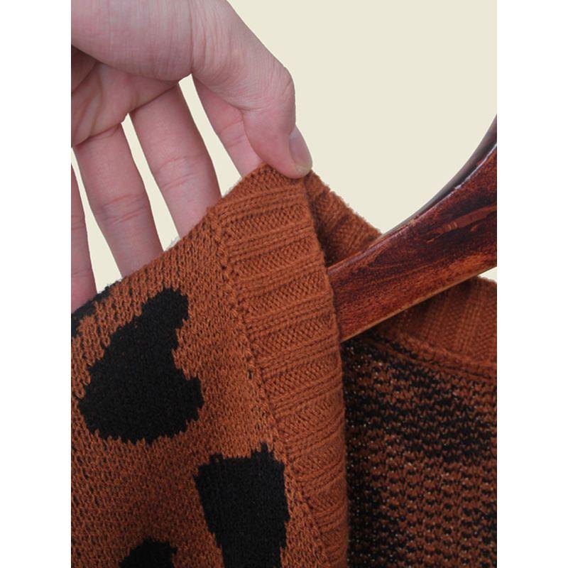 Maillard Wear Leopard-Print Sweater Autumn and Winter Outerwear Idle Style Knitting Women's Overcoat