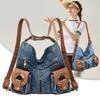 Women Fashion Denim Backpack Large Capacity Vintage Design Handbag Lady Soft Shoulder Bag Korean Beach Travel Backpacks Trend