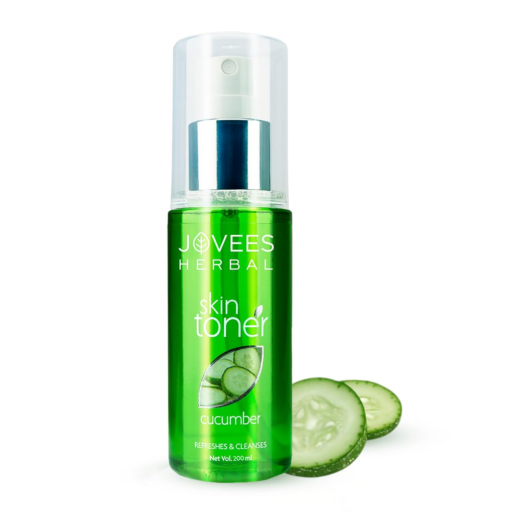 Jovees Herbal Cucumber Skin Toner | Toner for Oily, Sensitive, and Acne Prone Skin | Pore Tightening and Glowing Skin | For Normal to Oily Skin | P